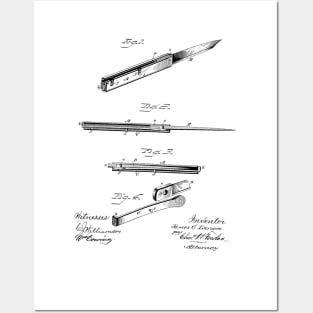 Folding Knife Vintage Patent Hand Drawing Posters and Art